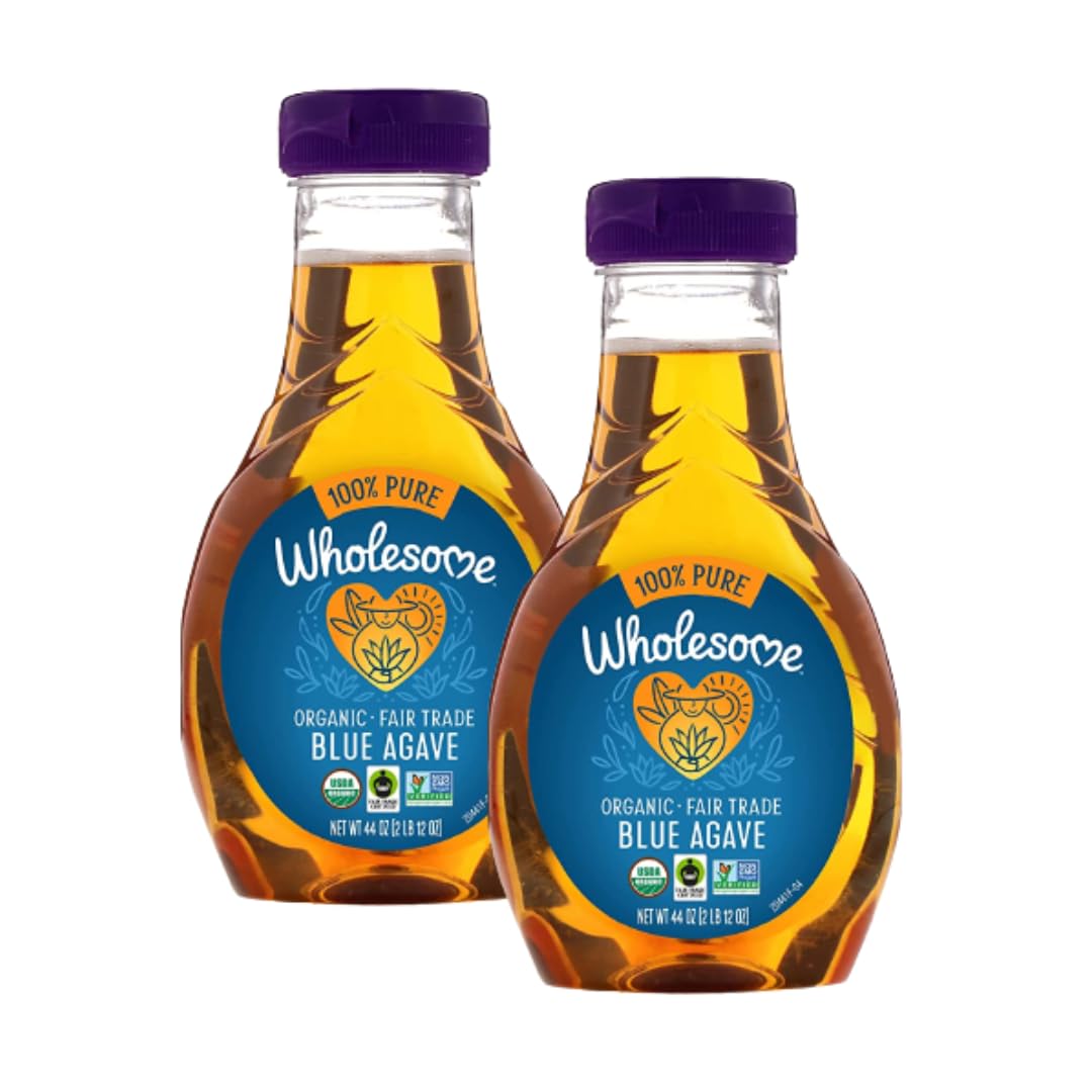 Wholesome FT Organic Blue Agave Nectar 44oz, 2-Pack for Sweetness