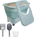 20 Lb Collapsible Cat Litter Storage Bin with Wheels - Green