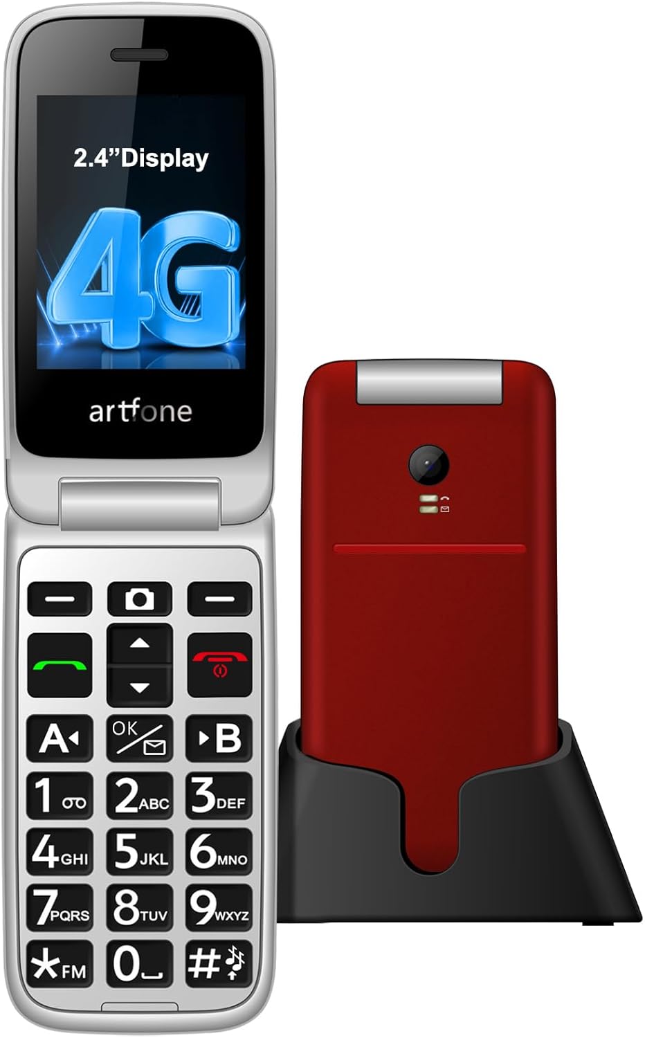 G3 Pro Red 4G LTE Flip Phone for Seniors with SOS Button
