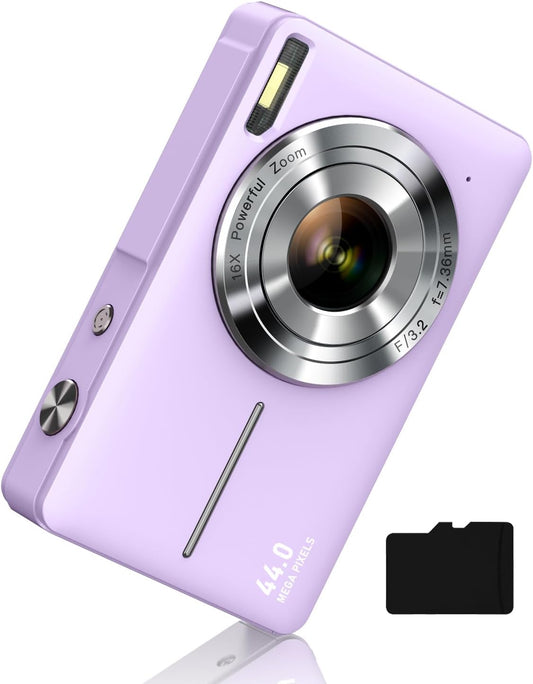 Digital Camera FHD 1080P for Kids with 44MP and 16X Zoom