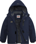 Boy's Waterproof Ski Jacket with Detachable Fleece Hood - Warm Winter