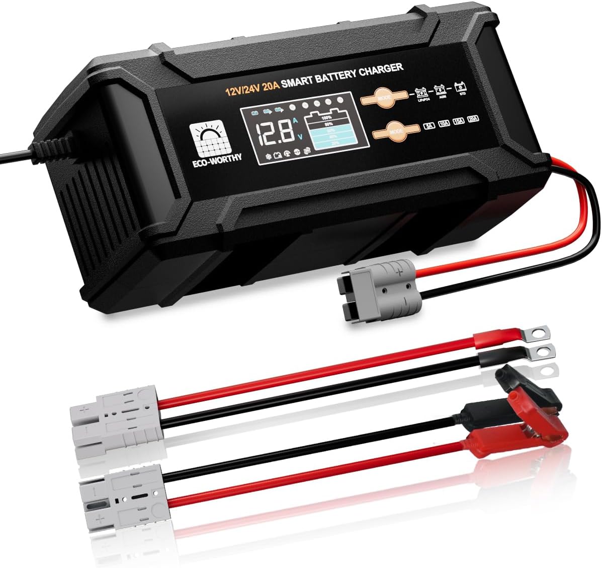 ECO-Worthy 12V/24V 20A Smart Battery Charger for All Vehicles