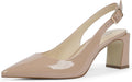 Womens Pumps Pointed Closed Toe Chunky Heel Slingback (Style Z4ZS)