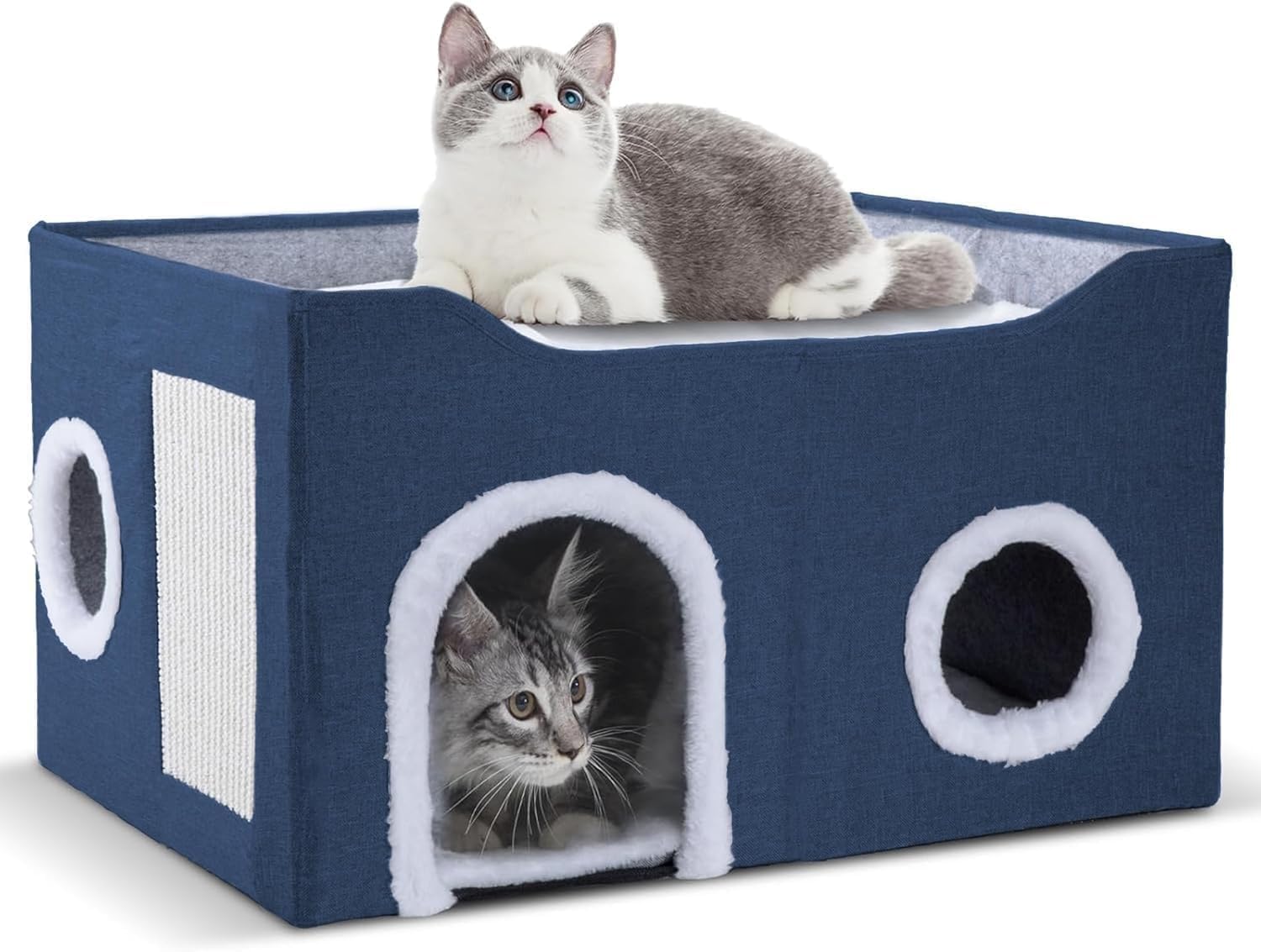 Cozy Cat House for Indoor Cats - Foldable Cat Cave Bed