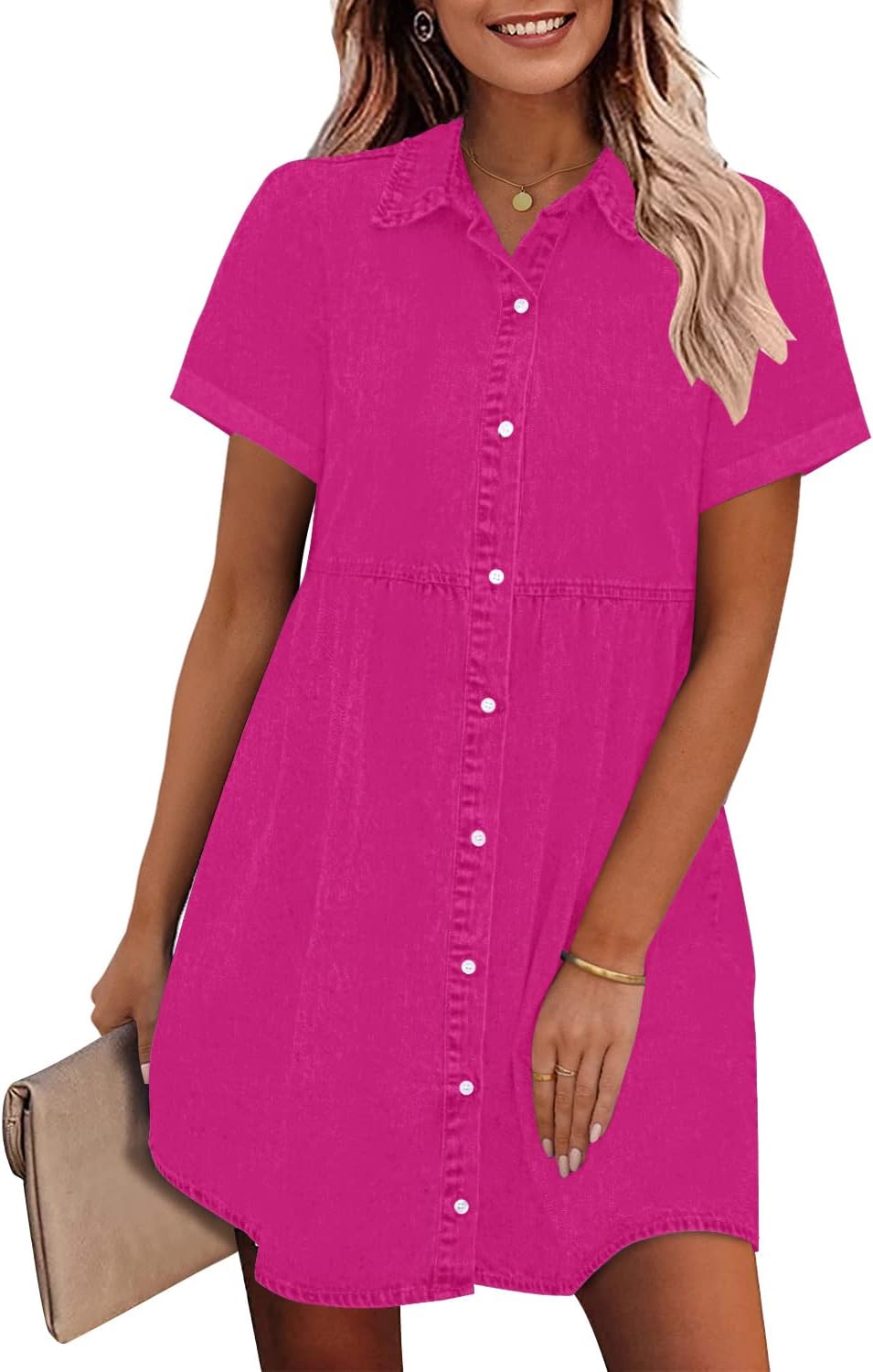 Stylish Babydoll Denim Dress for Women - Chic Tiered Design