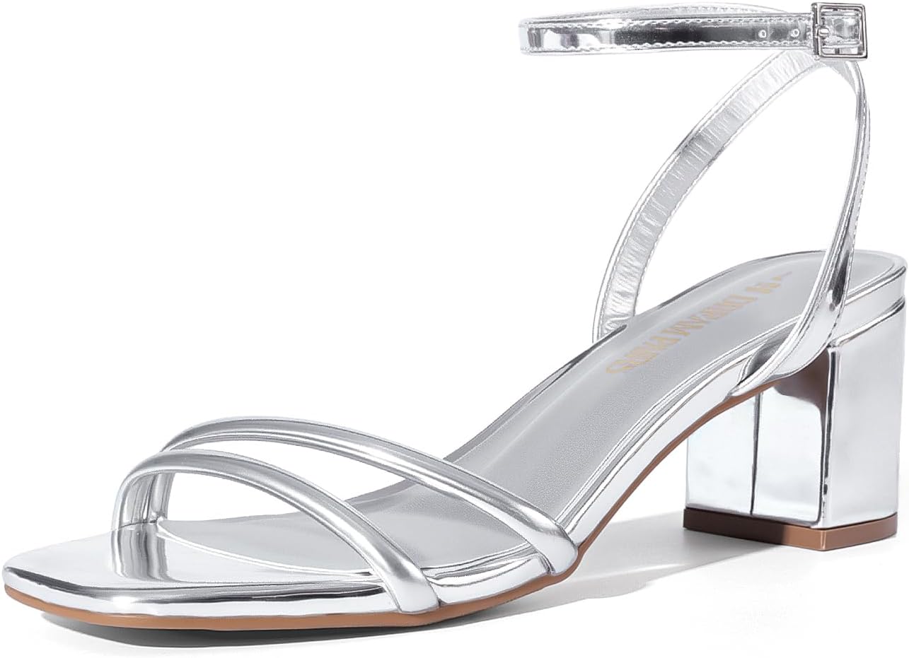 DREAM PAIRS Chunky Strappy Heels for Weddings and Daily Wear