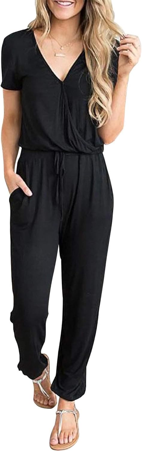 PRETTYGARDEN Summer Casual Short Sleeve Jumpsuit for Women