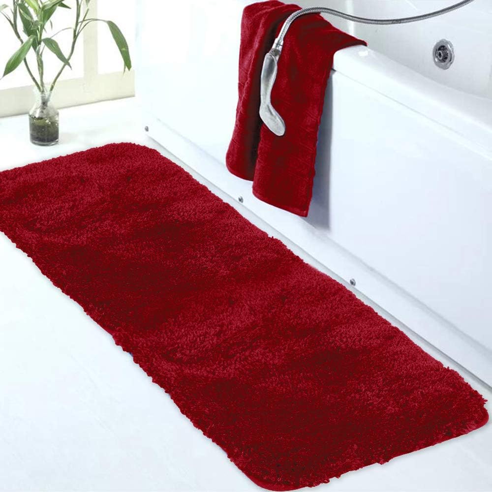 Walensee Large Bathroom Rug 24x72 Red Soft Absorbent Mat