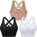Sykooria Women Sports Bras High Impact Strappy Cross Back - Supportive