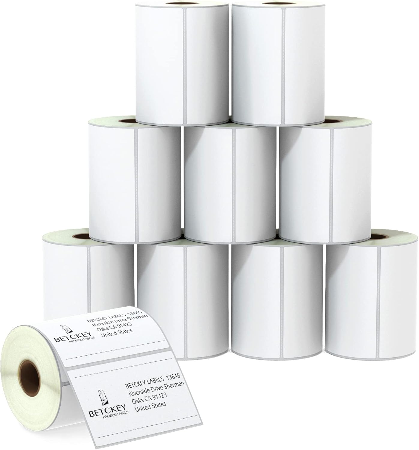 BETCKEY 4x2.5 Shipping Labels for Zebra & Rollo Printers - Premium Adhesive, 10 Rolls