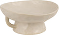 Stoneware Footed Pedestal Bowl with Handles - White Reactive Glaze