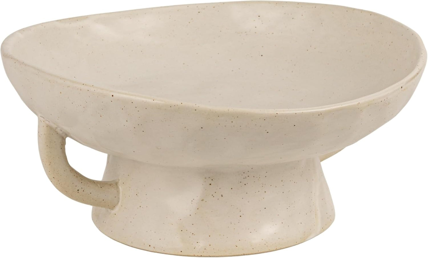 Creative Co-Op Stoneware Footed Pedestal Bowl with Handles