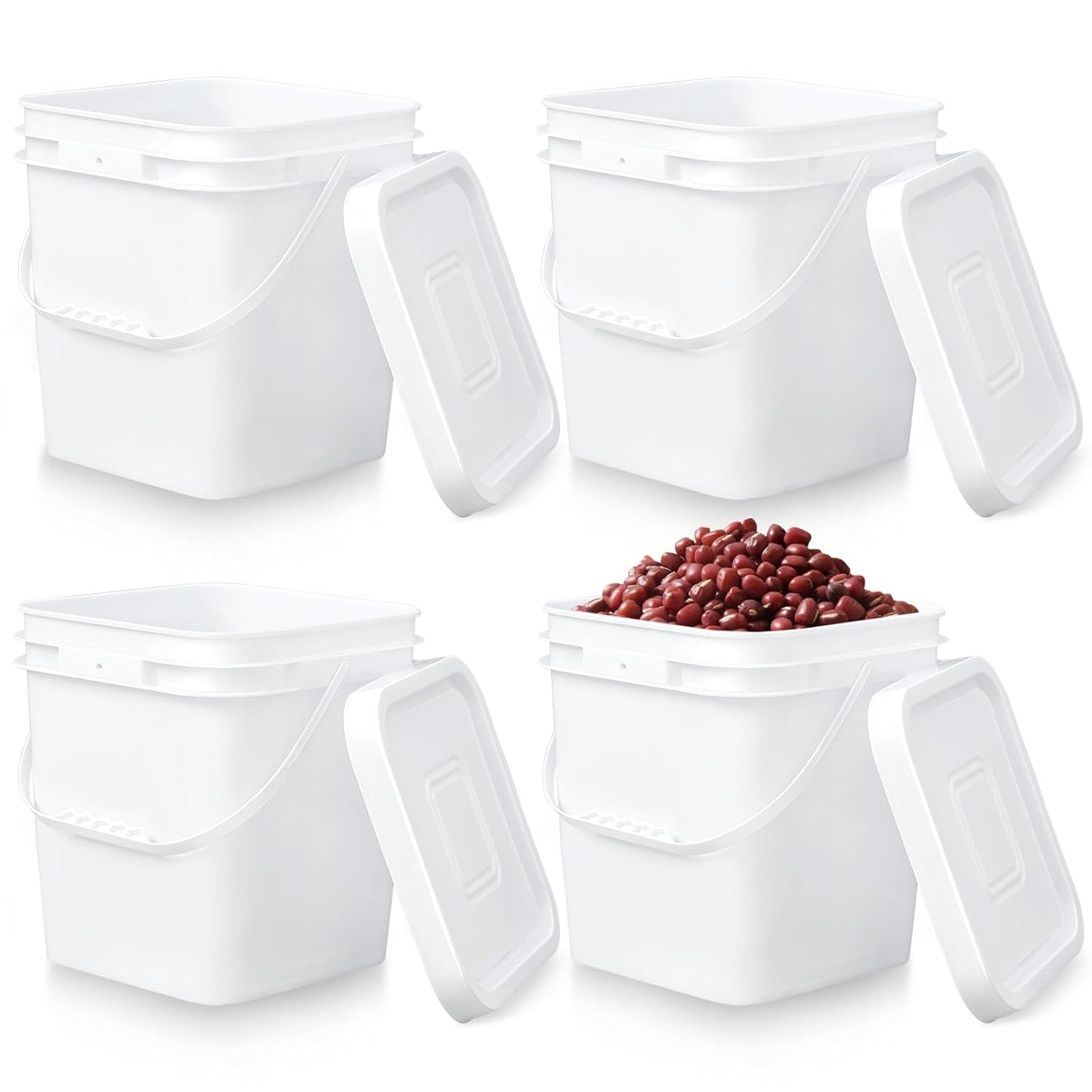 Mumufy 3 Pcs 3.5 Gallon Square Food Grade Bucket with Lid