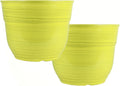 Glazed Brushed Happy Plastic Planter, Large 15in - Bright Yellow Pack