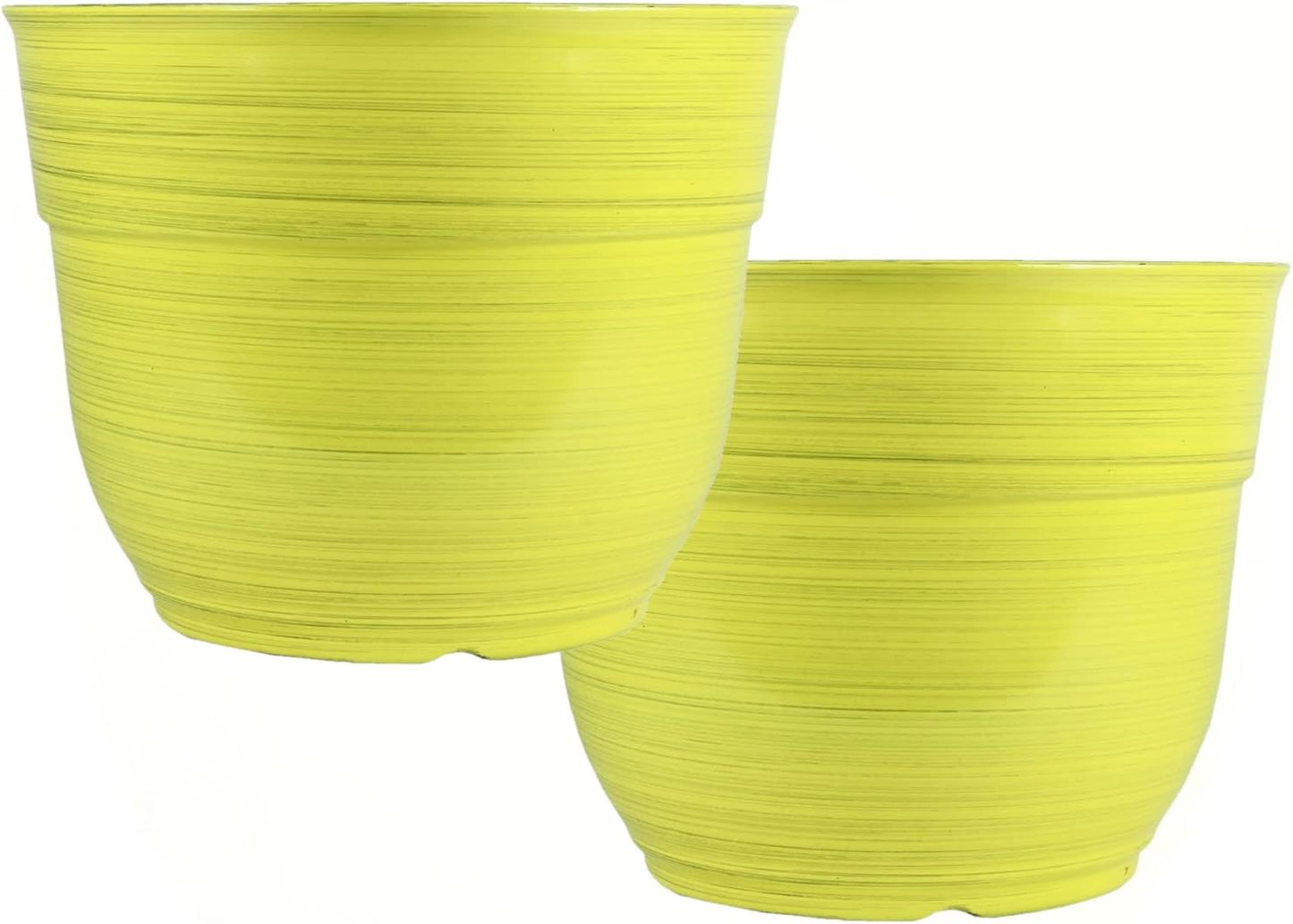 Bright Yellow Glazed Brushed Plastic Planters for Indoor Outdoor
