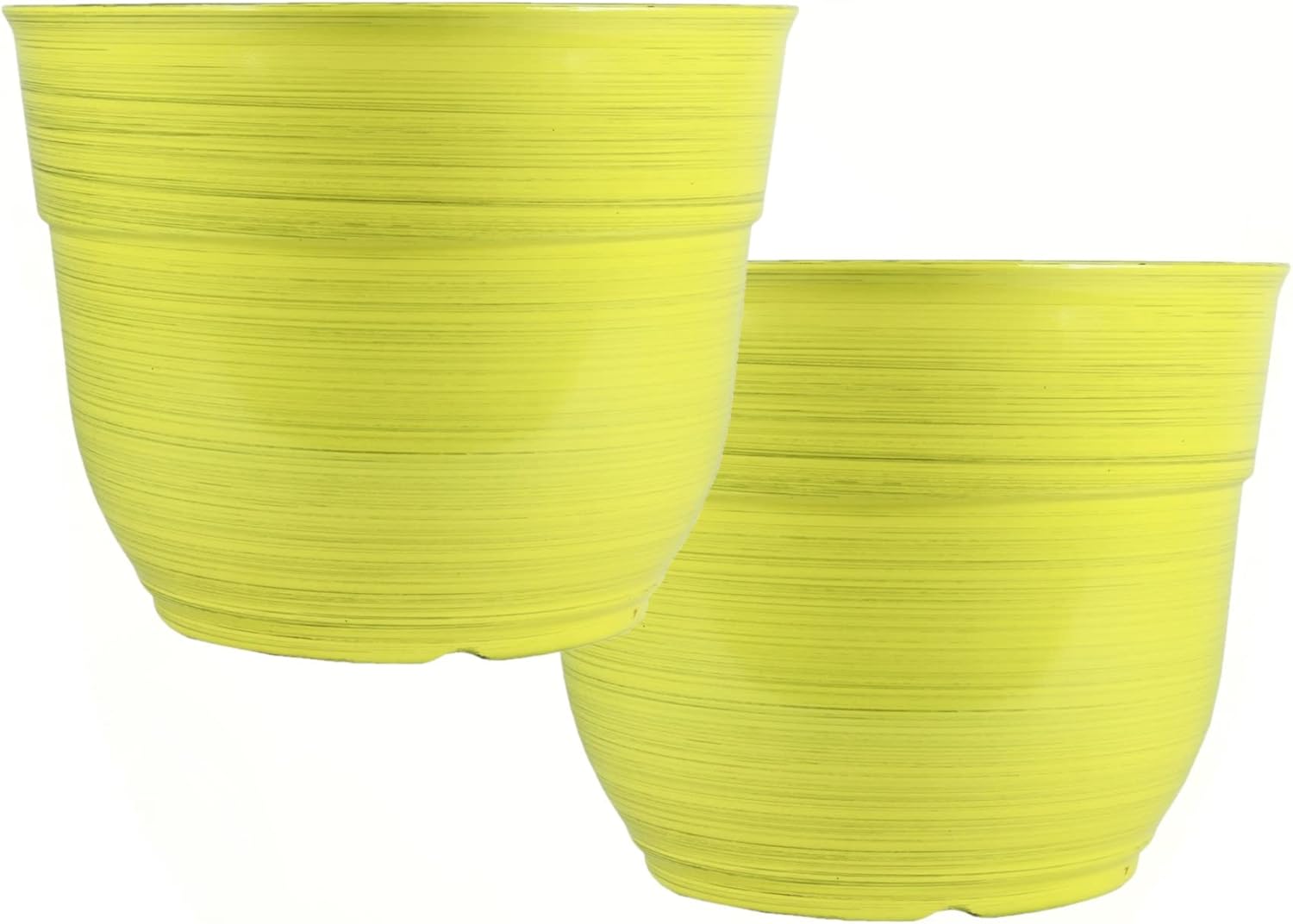 Bright Yellow Glazed Brushed Plastic Planters for Indoor Outdoor
