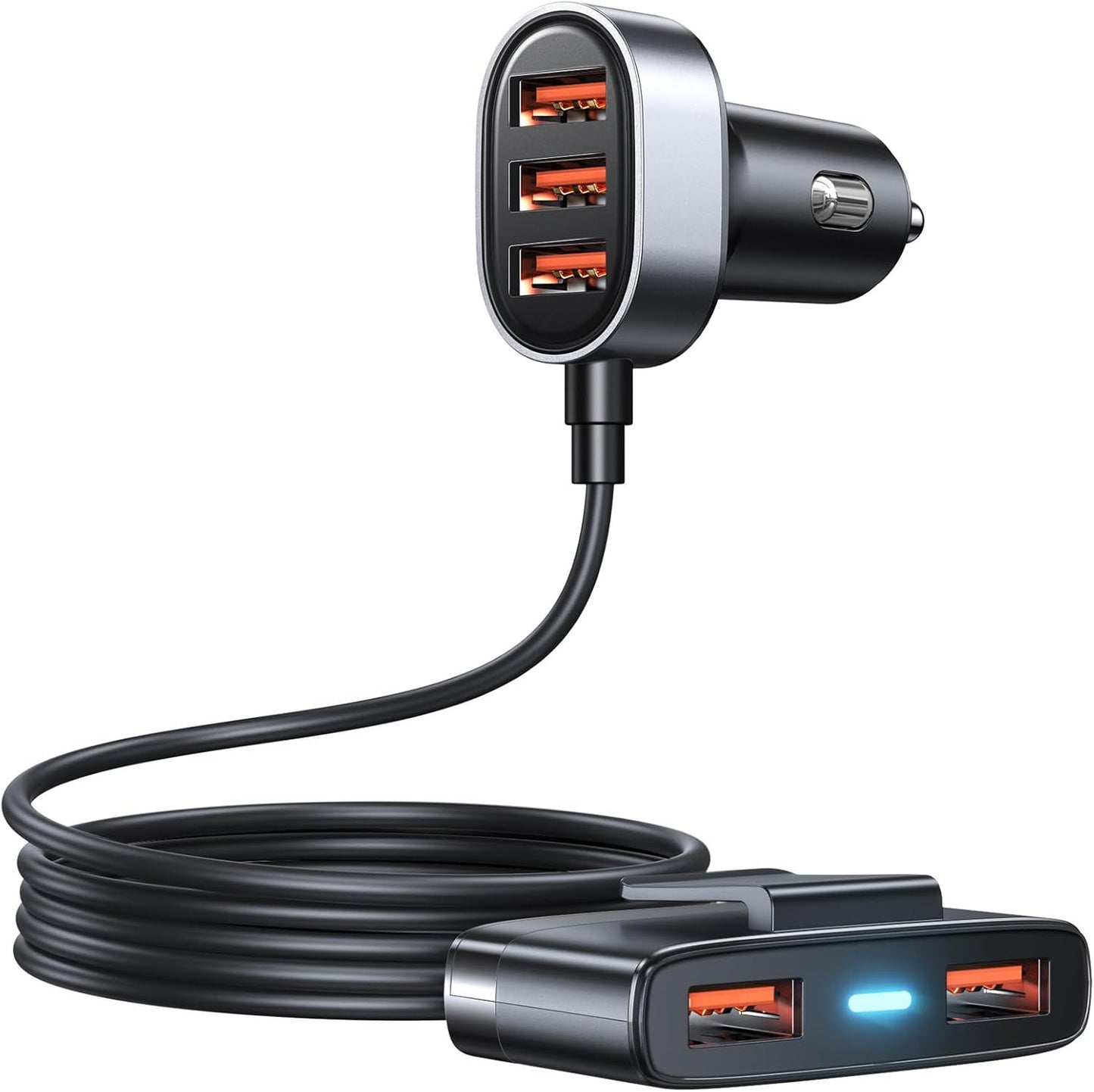 5-in-1 Car USB Charger - Back Seat Power Solution!