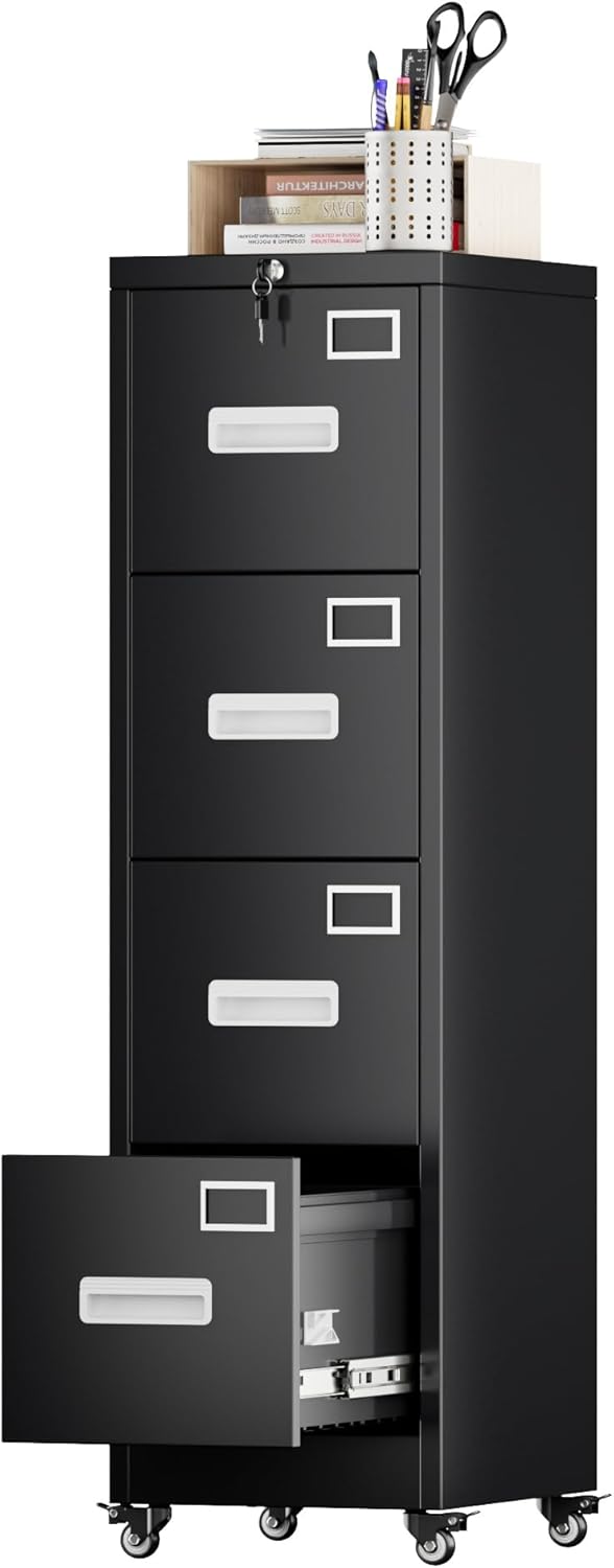 Aobabo 56 H 4 Drawer Mobile File Cabinet with Lock and Wheels