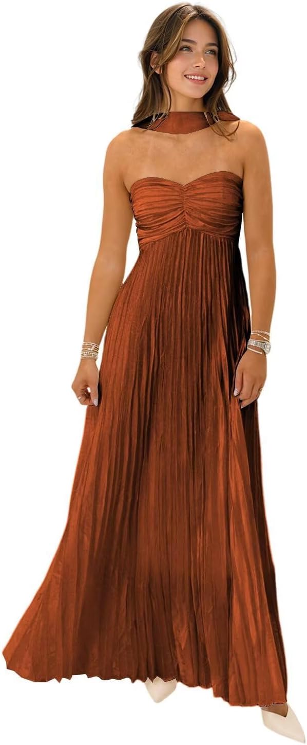 Strapless Bridesmaid Dresses for Women with Scarf 2025 Style