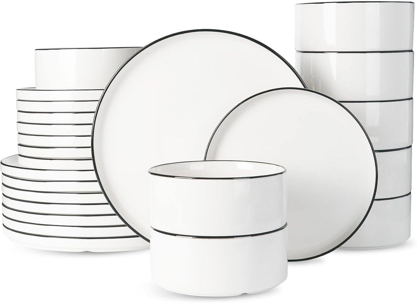 Famiware Porcelain Dinnerware Set: 24-Piece Modern Tableware
