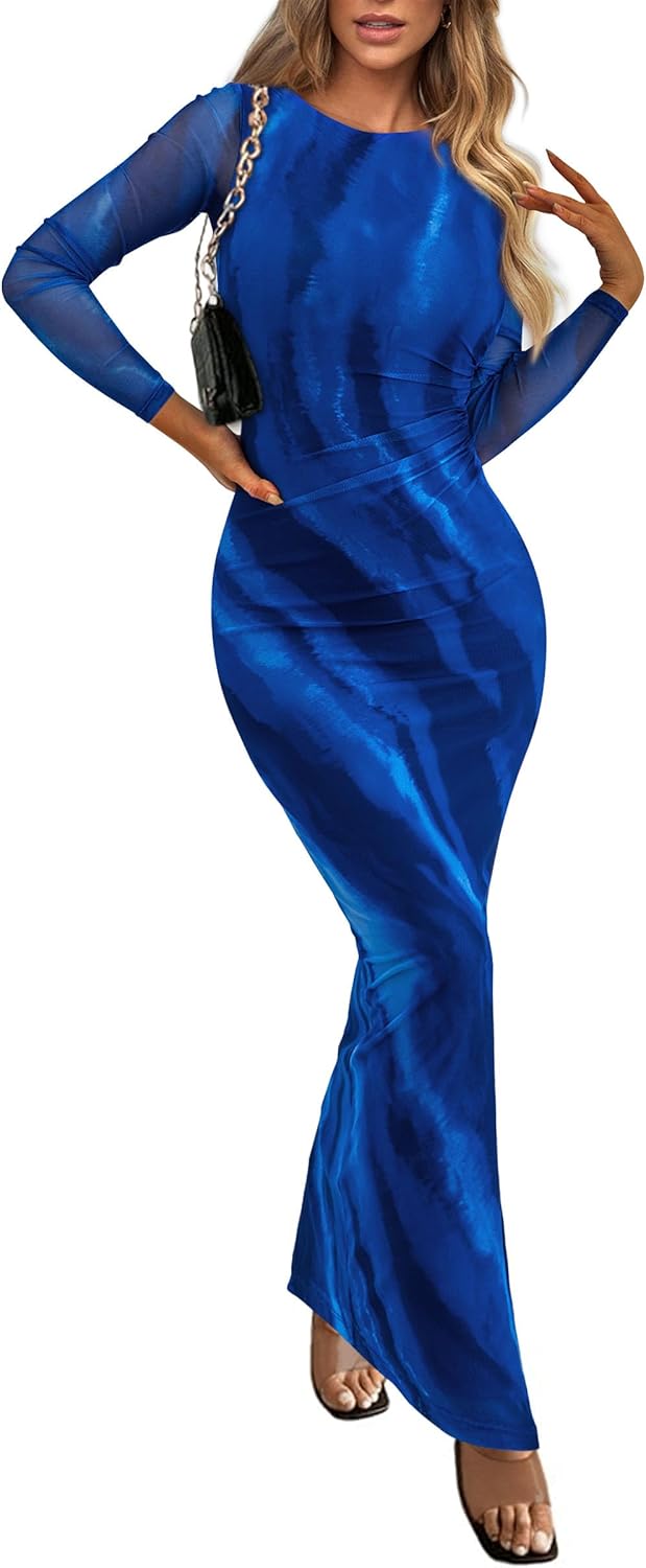 Stylish Bodycon Maxi Dress for Women - Floral Print Elegance