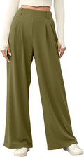 Women's Wide Leg Palazzo Pants - Elastic High Waisted Waffle Knit