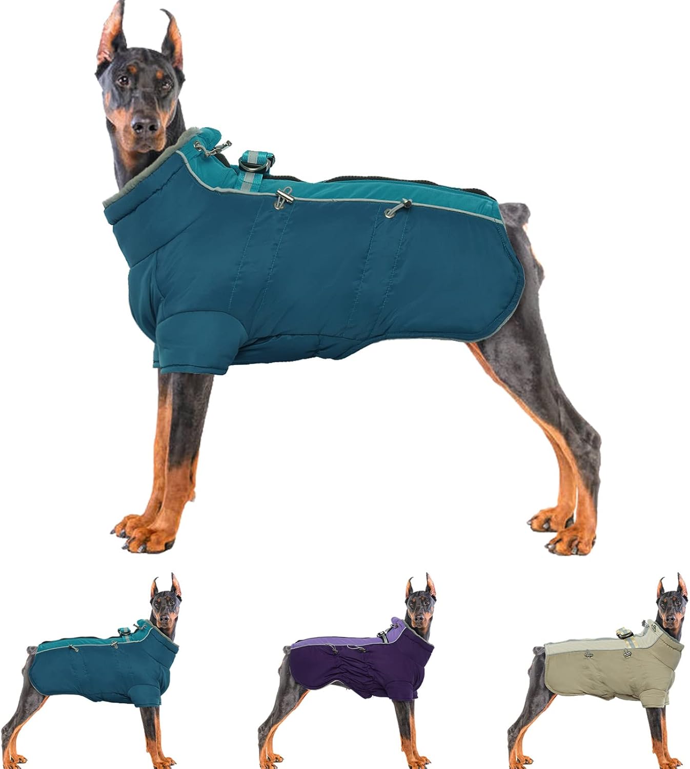 IDOMIK Warm Dog Coats with Harness for Cold Weather Comfort