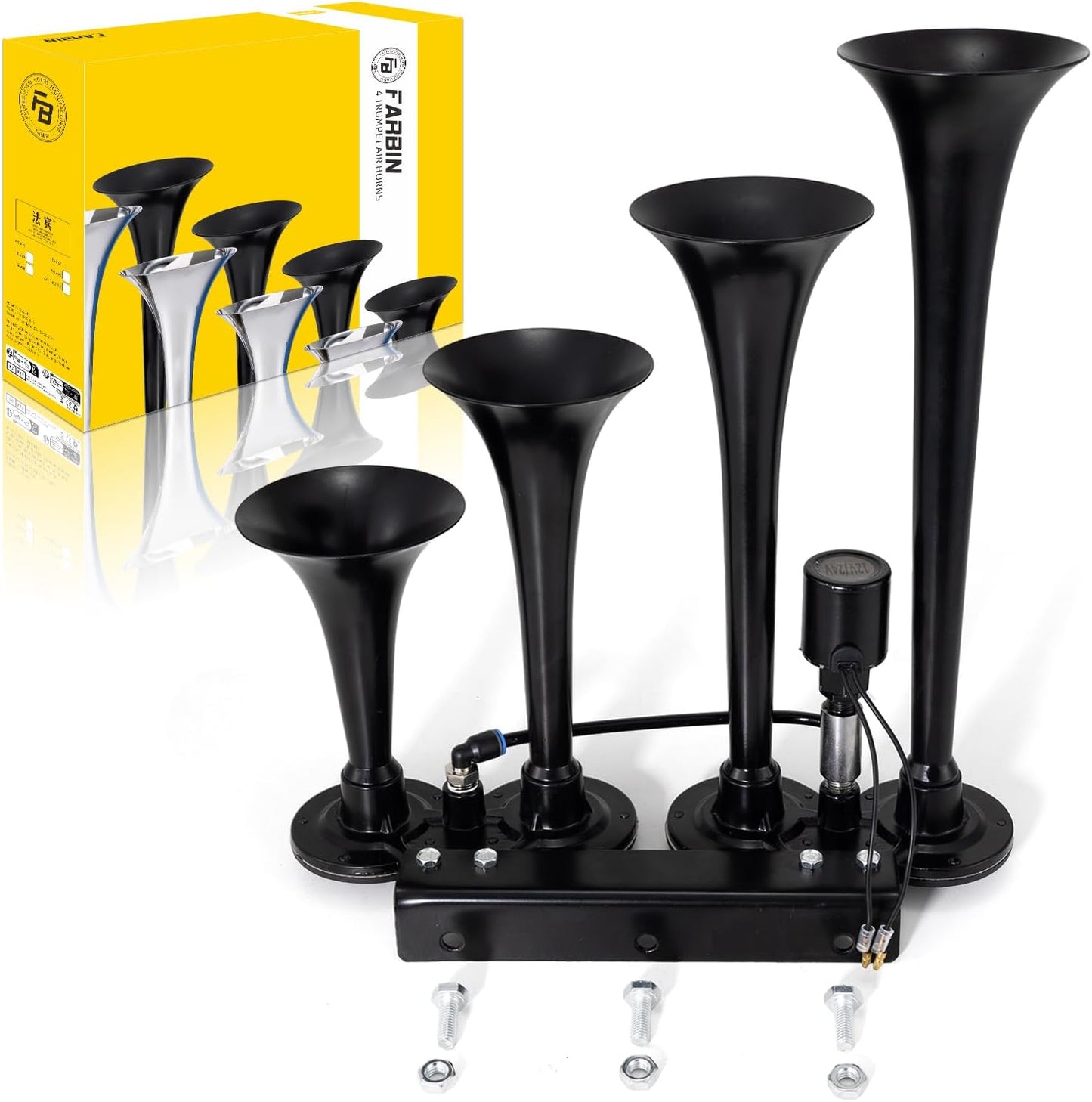 Loud 4 Trumpet Air Horn for Trucks, Boats, and SUVs - 178DB