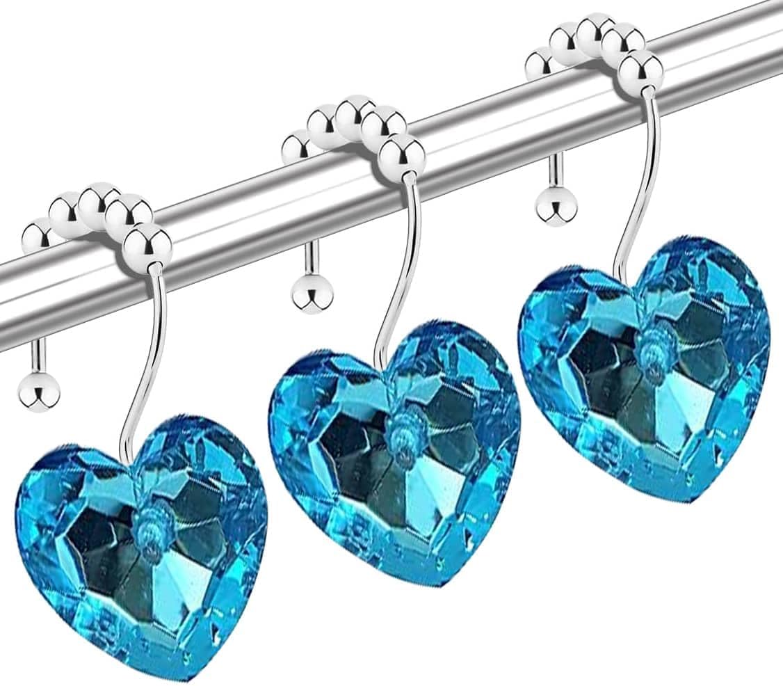 Shimmering Heart Crystal Shower Hooks