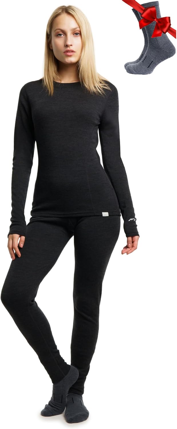 Merino Wool Base Layer Women Set - Super Soft & Comfortable
