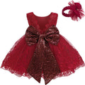 Baby Girls Lace Ruffle Backless Dress with Detachable Bow