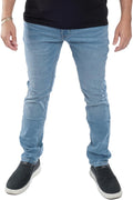 Mens Slim Thick Fit Jean - Light Blue Stretch Denim