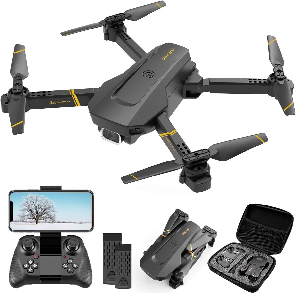 DRONEEYE 1080P Camera Drone: FPV HD Video, Altitude Hold, Waypoints