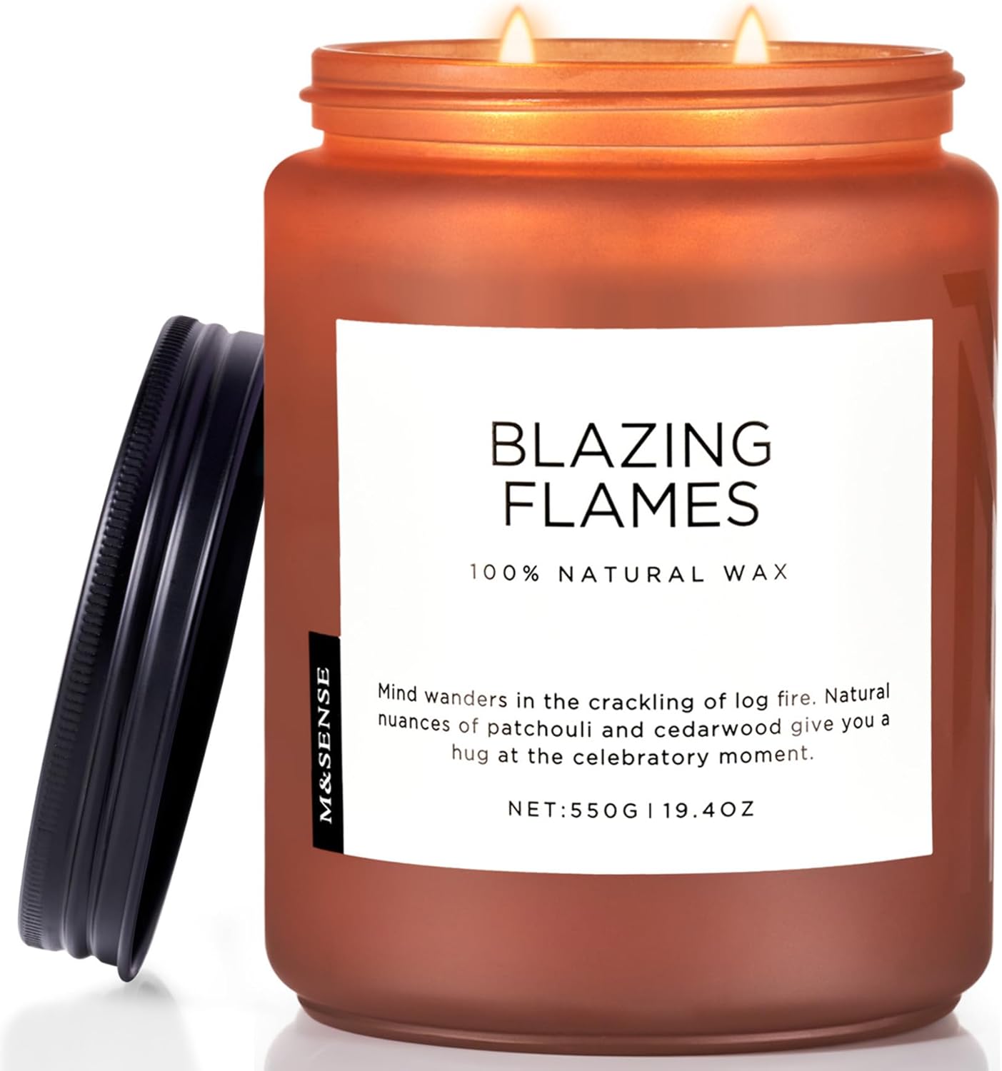 M&SENSE Blazing Flames Scented Candles - Patchouli & Cedarwood