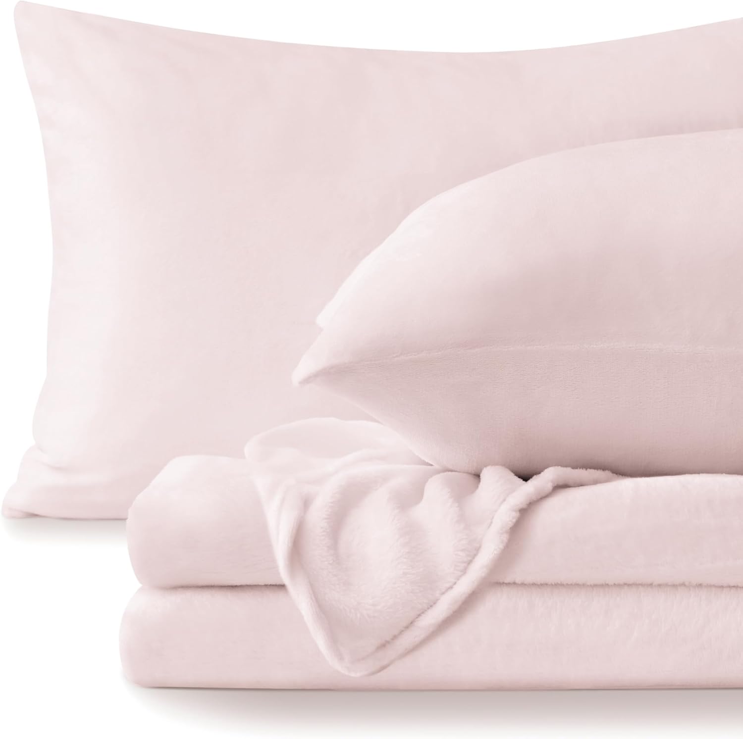 BEDELITE Flannel Sheets Full Size Pink - Super Soft Fleece Set
