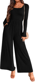 Long Sleeve Jumpsuit for Women Square Neck Wide Leg - Comfortable