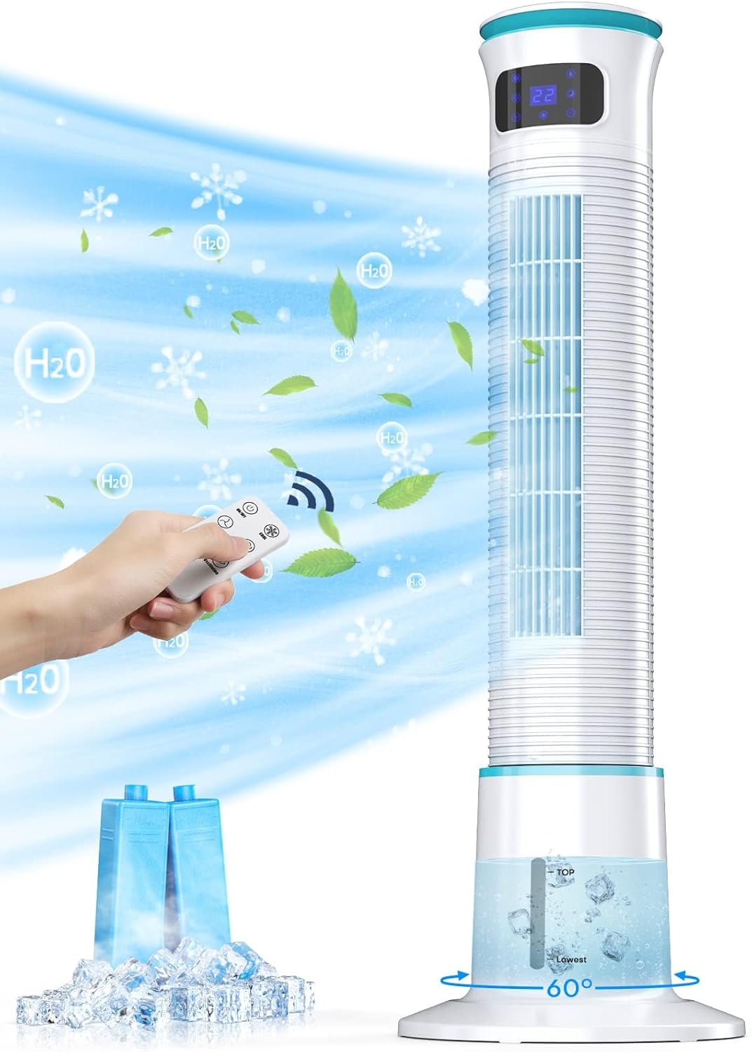 FANCOLE 43 Evaporative Cooler: Timer, Remote, 4 Modes