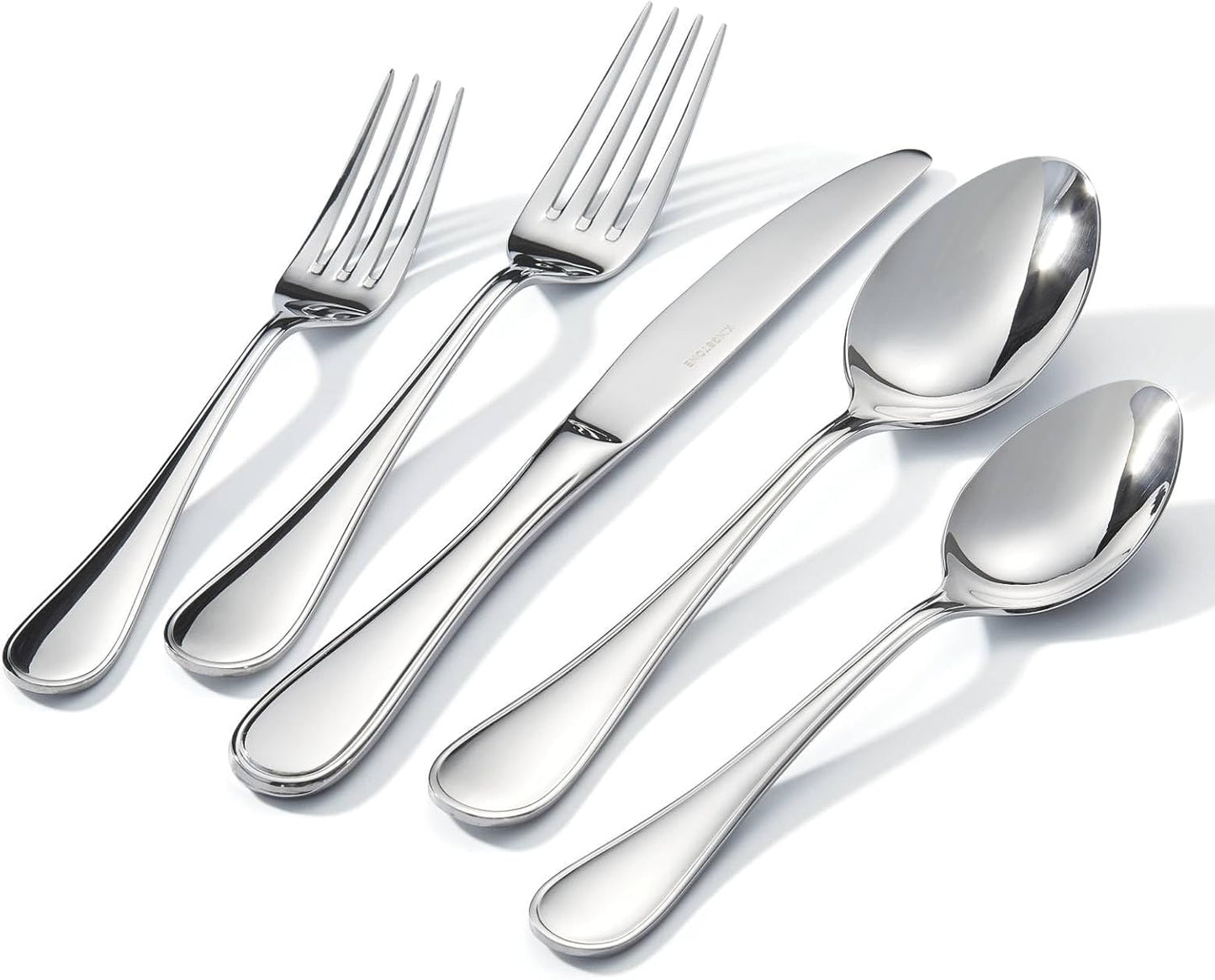 40 Piece Teardrop Silverware Set for 8 - Modern Design Cutlery