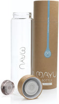 mayu Water Bottle with Bamboo Lid - Eco Friendly Borosilicate Glass