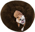 Faux Fur Donut Dog Bed 28 in - Calming Cushioned Round Nest