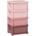 Qaba 4 Tier Kids Storage Unit 4 Drawer Chest - Compact Toy Organizer