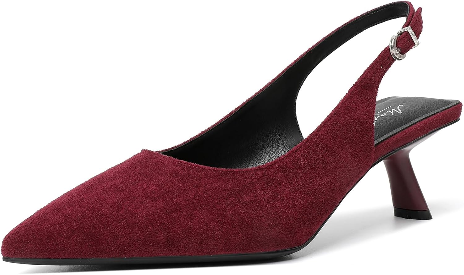 Burgundy Suede Slingback Heels for Women: Chic Pointed Toe Pumps