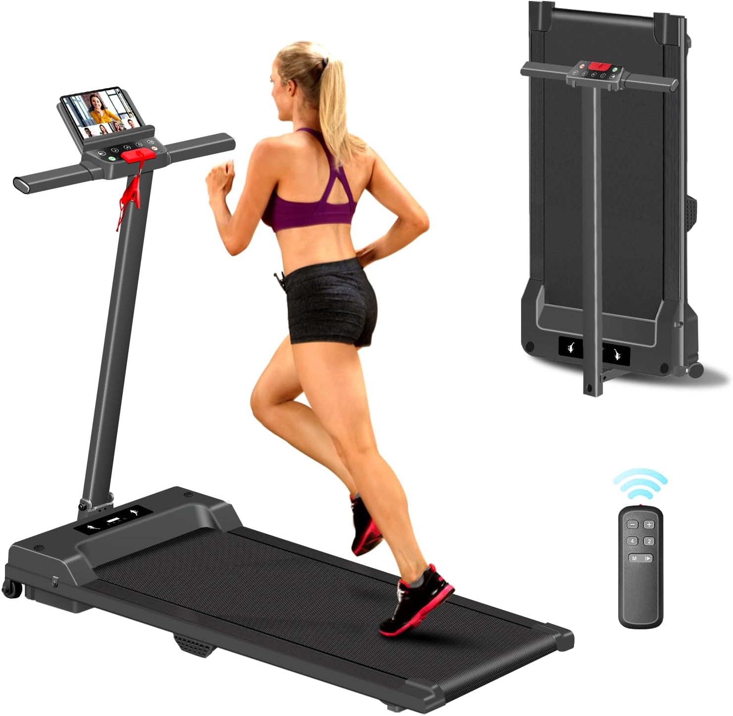 Portable Treadmill for Home Small Spaces with Handle Bar