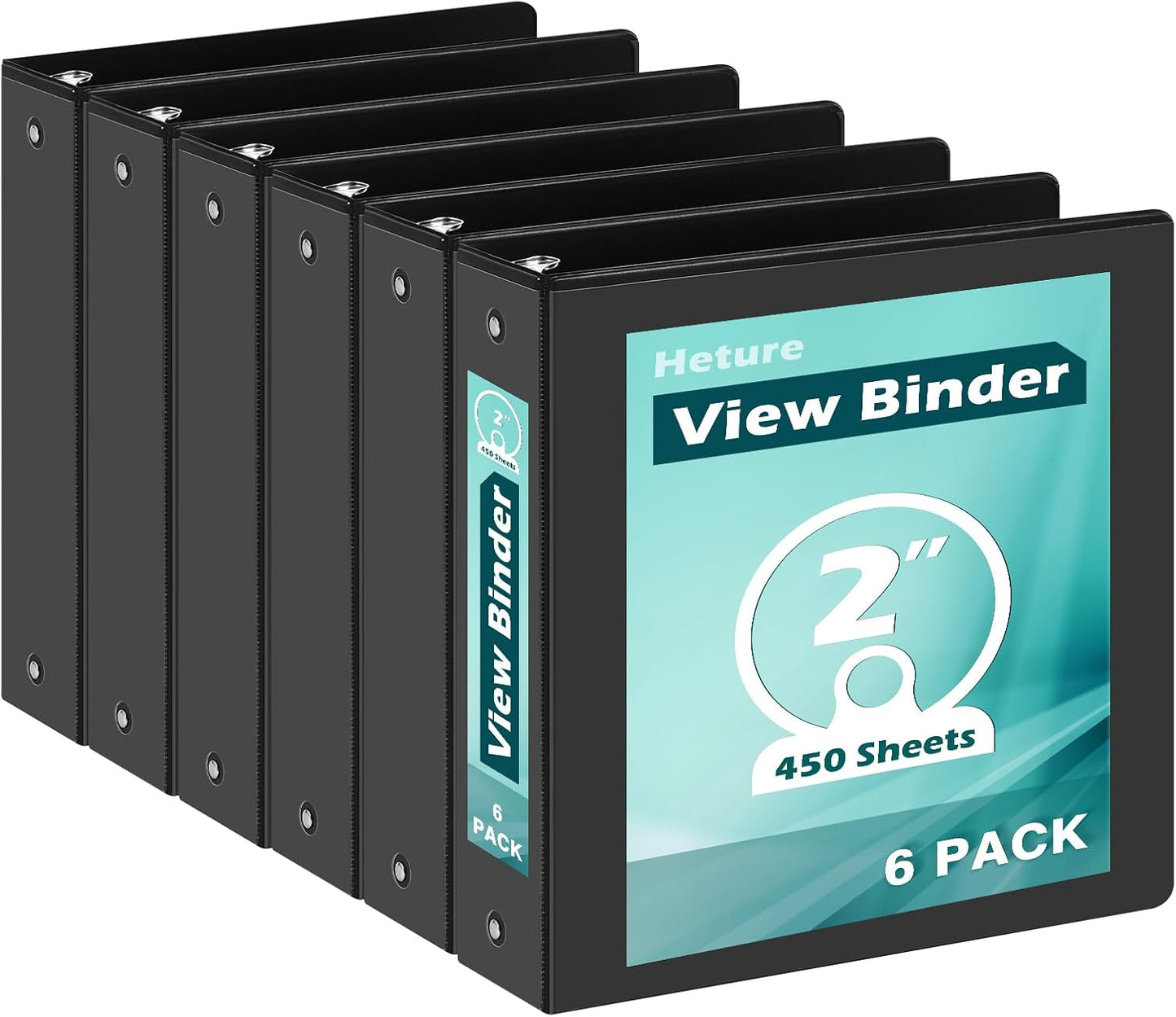 2 Inch 6 Pack Clear View Binders for Office, School, and Home