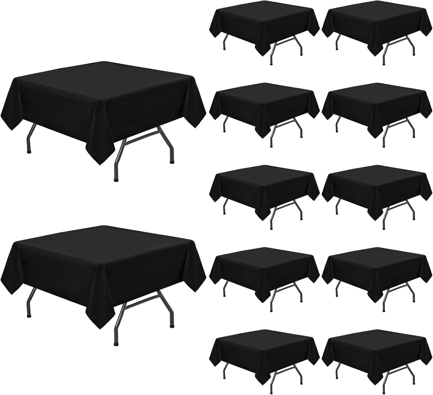 Pesonlook 12 Packs Black Square Tablecloth for Events and Parties