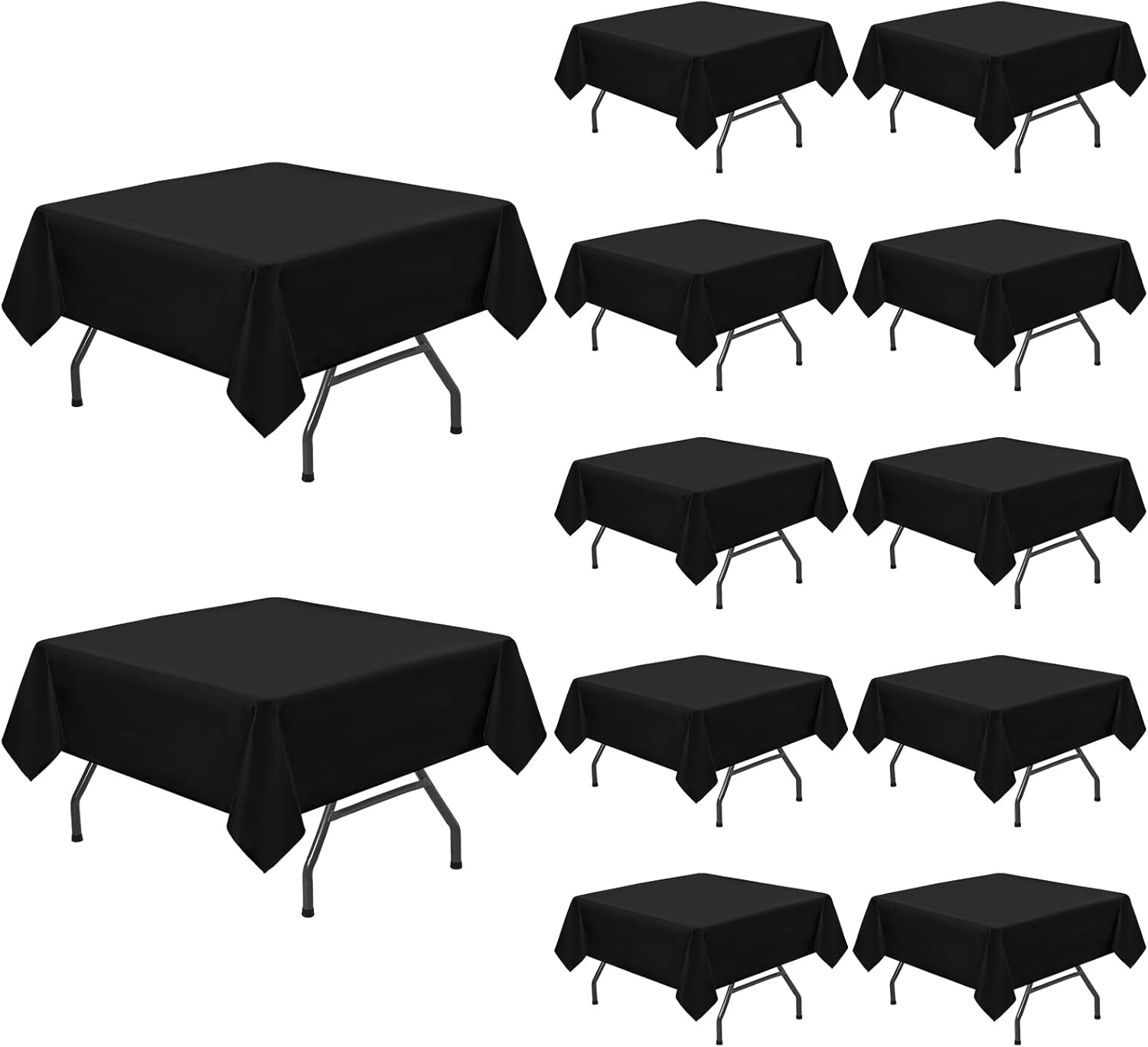 Pesonlook 12 Packs Black Square Tablecloth for Events and Parties