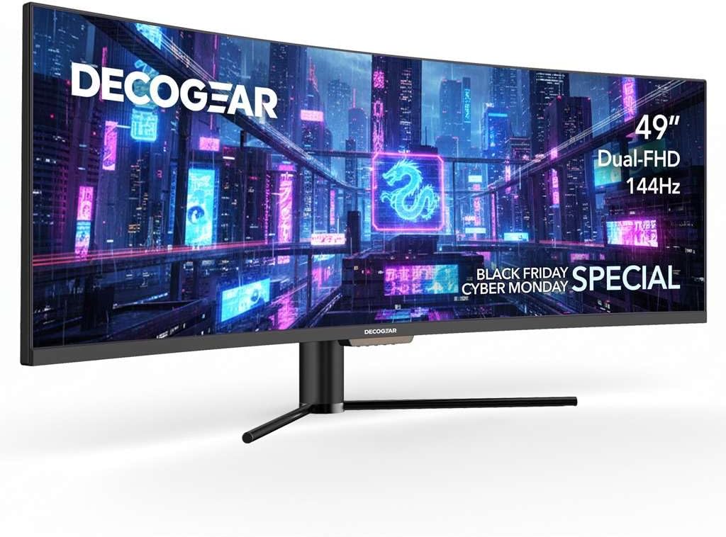 Deco Gear 49 Curved Ultrawide Monitor for Gaming and Business