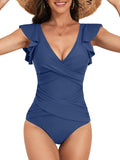 One Piece Ruffle Swimsuit with Tummy Control - Flattering Fit