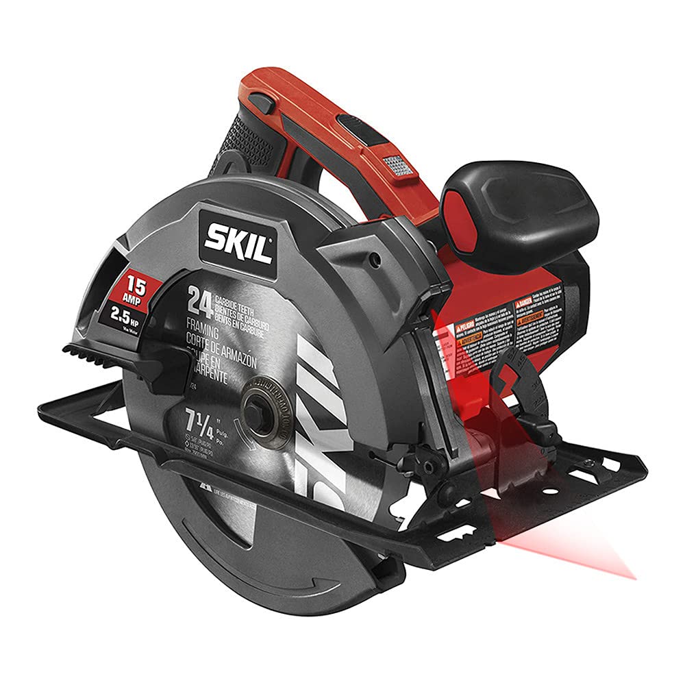 Powerful 15 Amp 7-1/4 Inch Circular Saw with Laser Guide