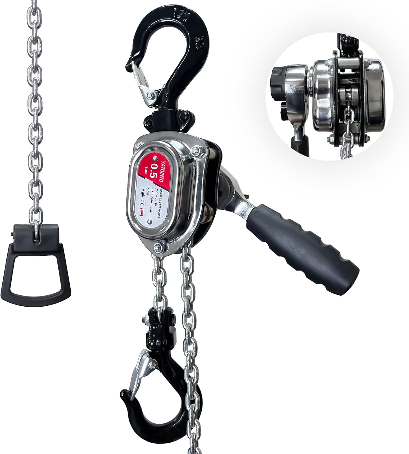 1/2 Ton Chrome Mini Lever Block for Heavy Lifting Tasks
